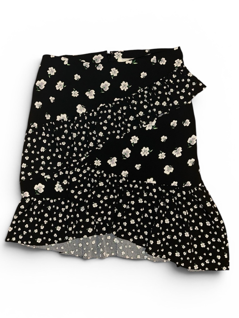 H&M Floral Ruffle Asymmetrical Tiered Skirt | Size 8